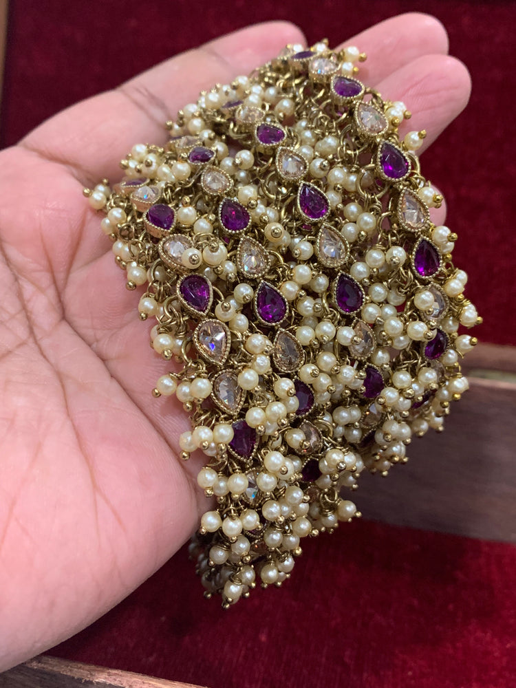 Polki purple bangle mannat with pearls