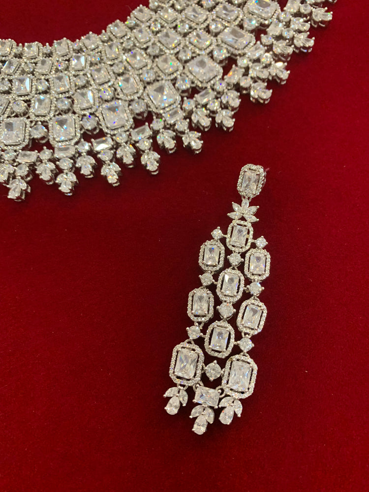 American diamond semi bridal necklace set