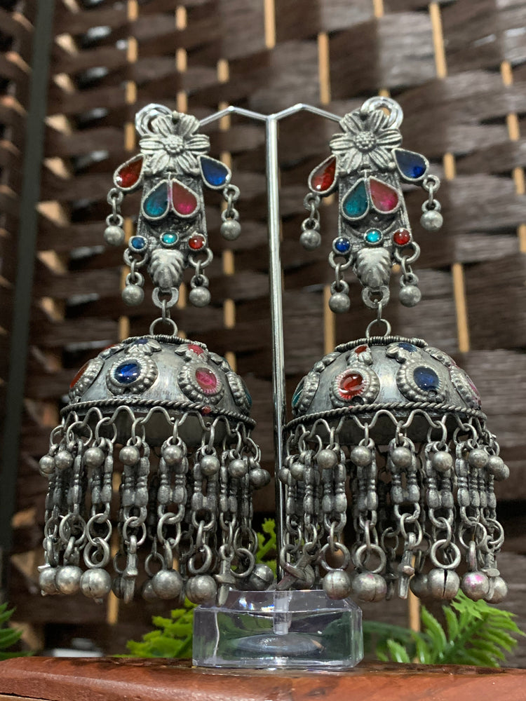 Black metal oxi oversize jhumka