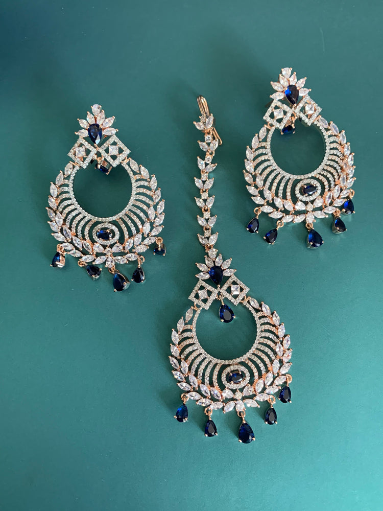 American diamond chandbali with Tikka