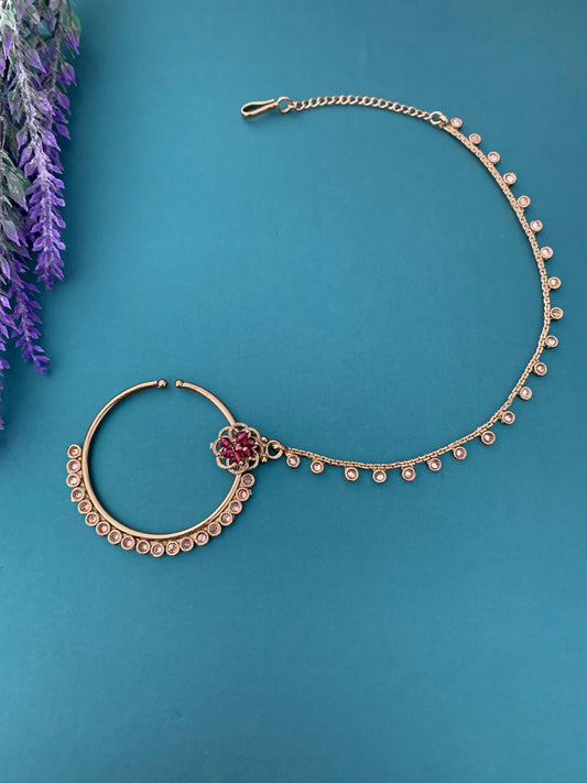 Antique Nath/Nose ring with chain