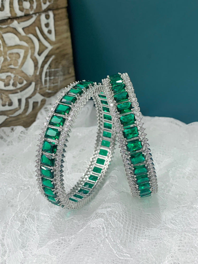 Teddy American diamond bangle emerald green