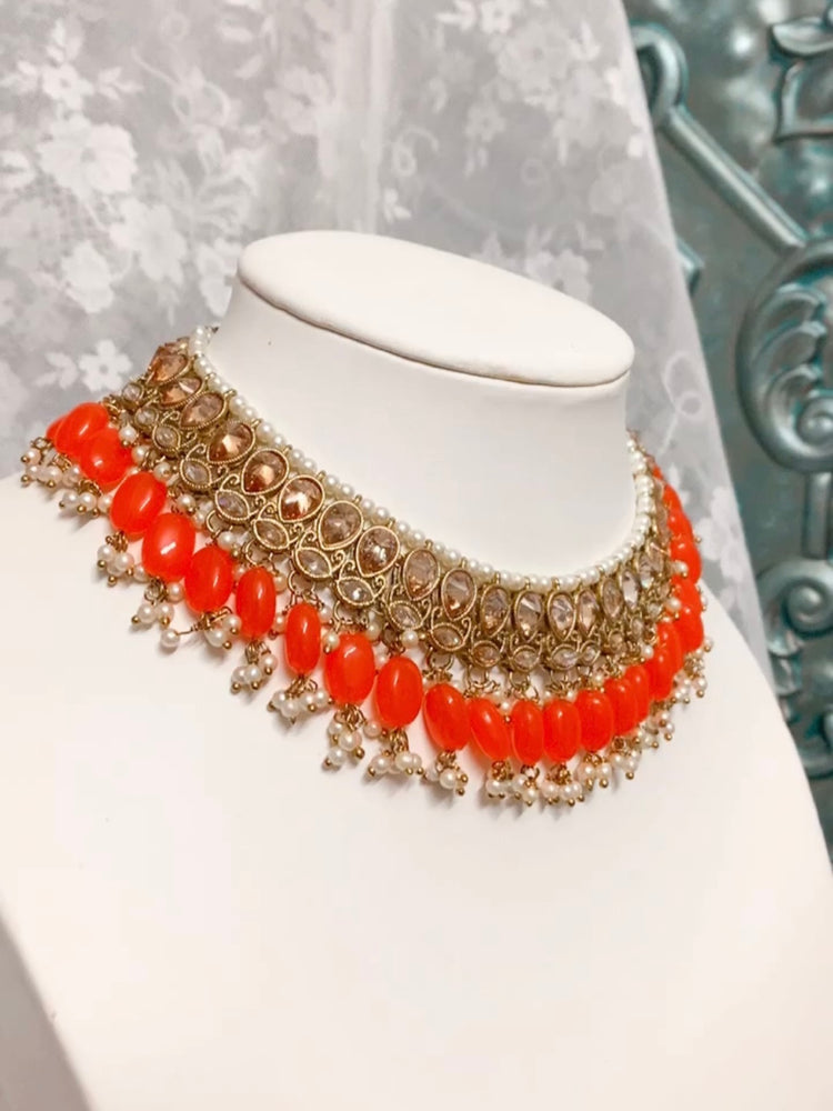 Vega deshi polki necklace multi /orange /