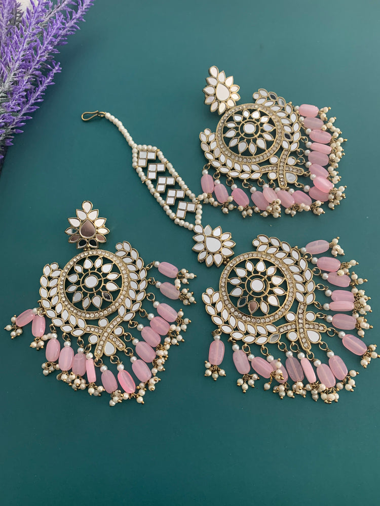 “Mehru”Mirror earring tikka set