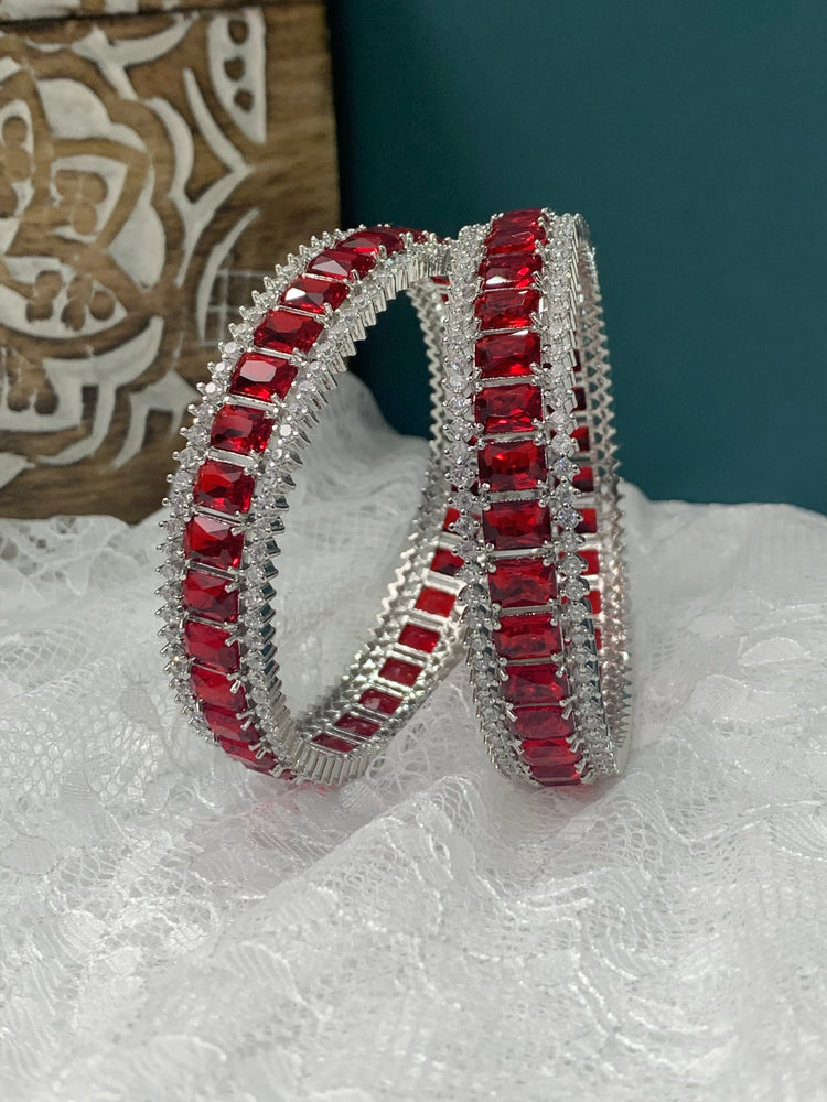 Teddy American diamond bangle in Ruby