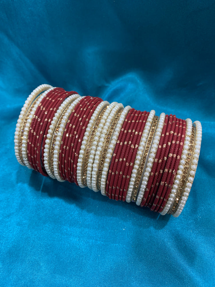 Maroon bangle set Gulnaz