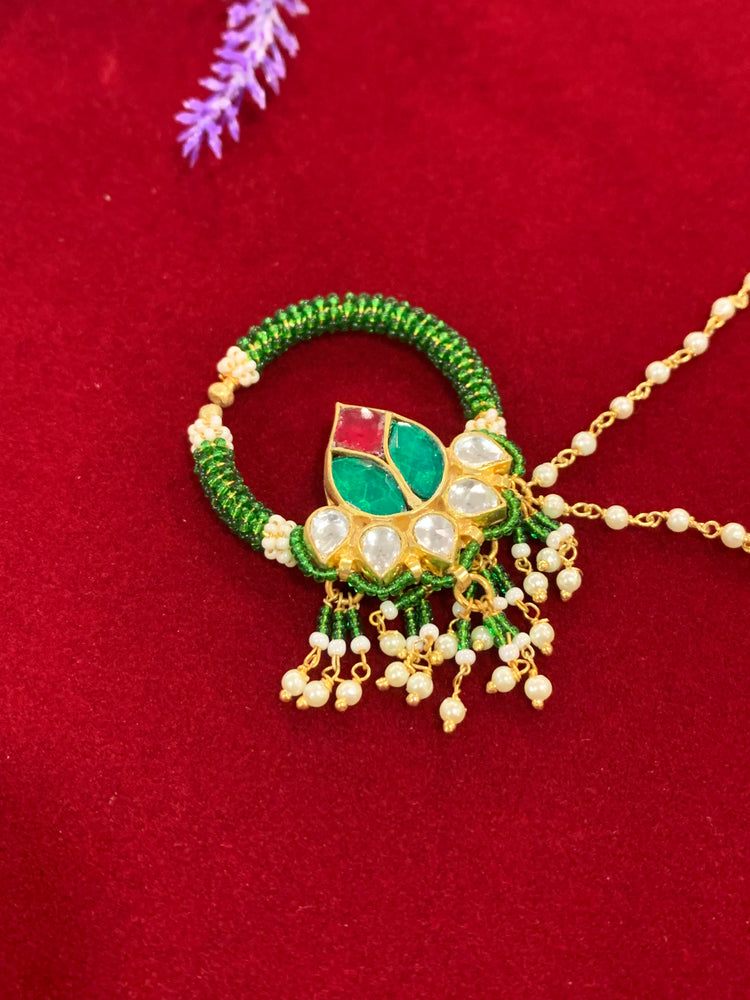 Pachi kundan statement nath/nose ring green