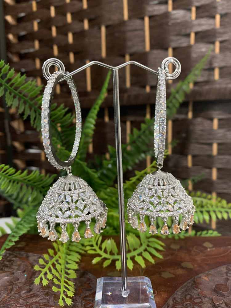 American diamond hoop style jhumki kamala