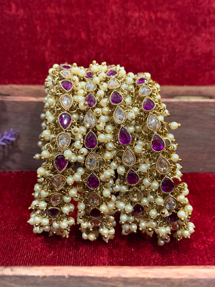 Polki purple bangle mannat with pearls