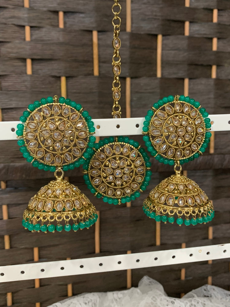 Polki medium jhumki with Tikka