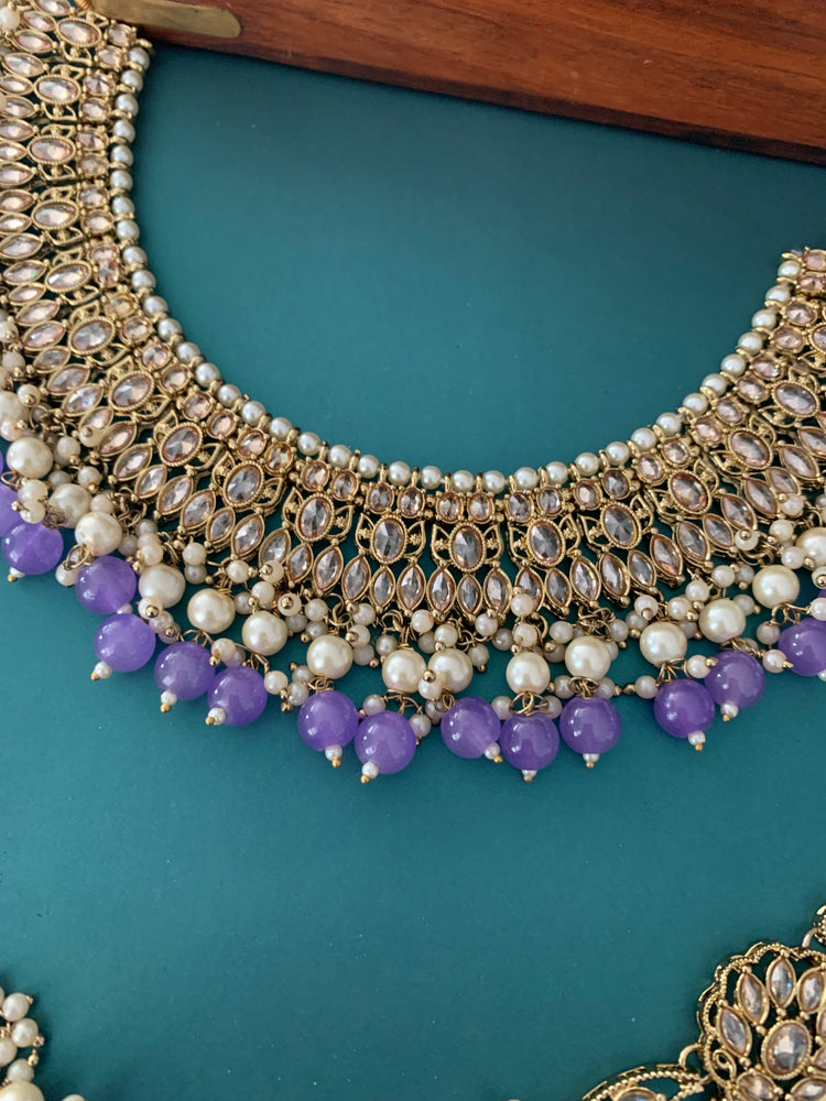 Khusboo polki necklace in lavender