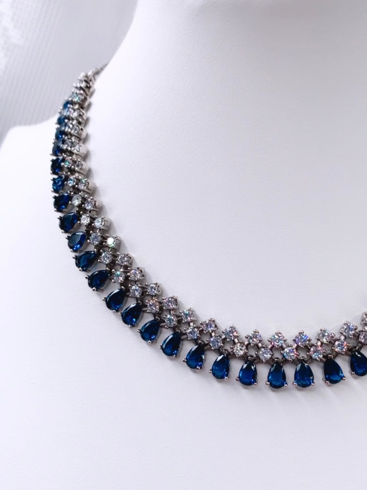 American diamond one line chain necklace in Victorian polish
