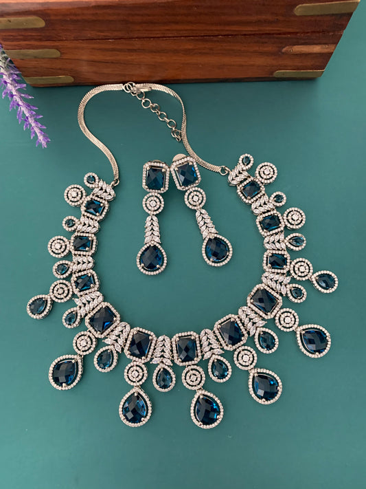 Hayden  AD necklace in transparent blue