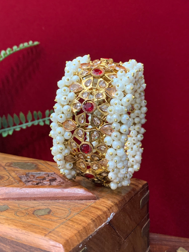 Original Pakistani bangle/ bracelet with pearl details and zircon stone