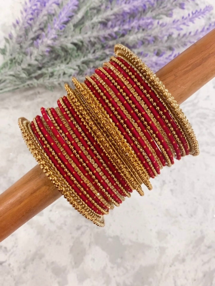 Rumana bangle set for both hands in Maroon