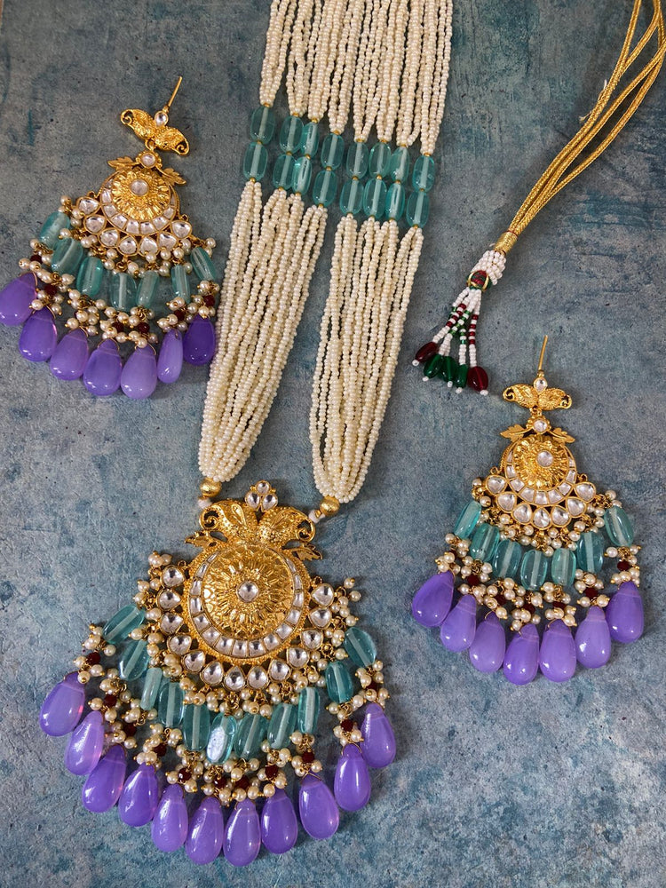 Pachi kundan mala with matching earring