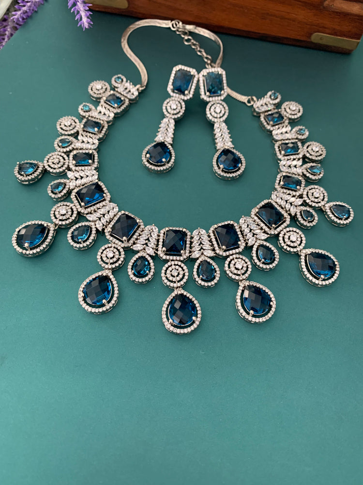 Hayden  AD necklace in transparent blue
