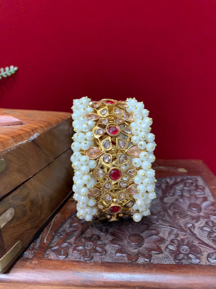 Original Pakistani bangle/ bracelet with pearl details and zircon stone