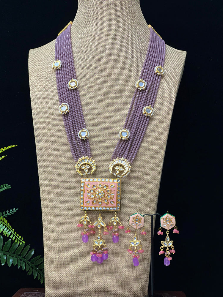 Meena kundan long mala Shanta in mauve pink/ lavender