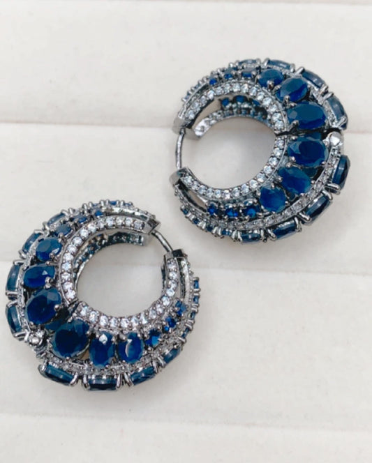 American diamond hoop earring in Victorian polish
