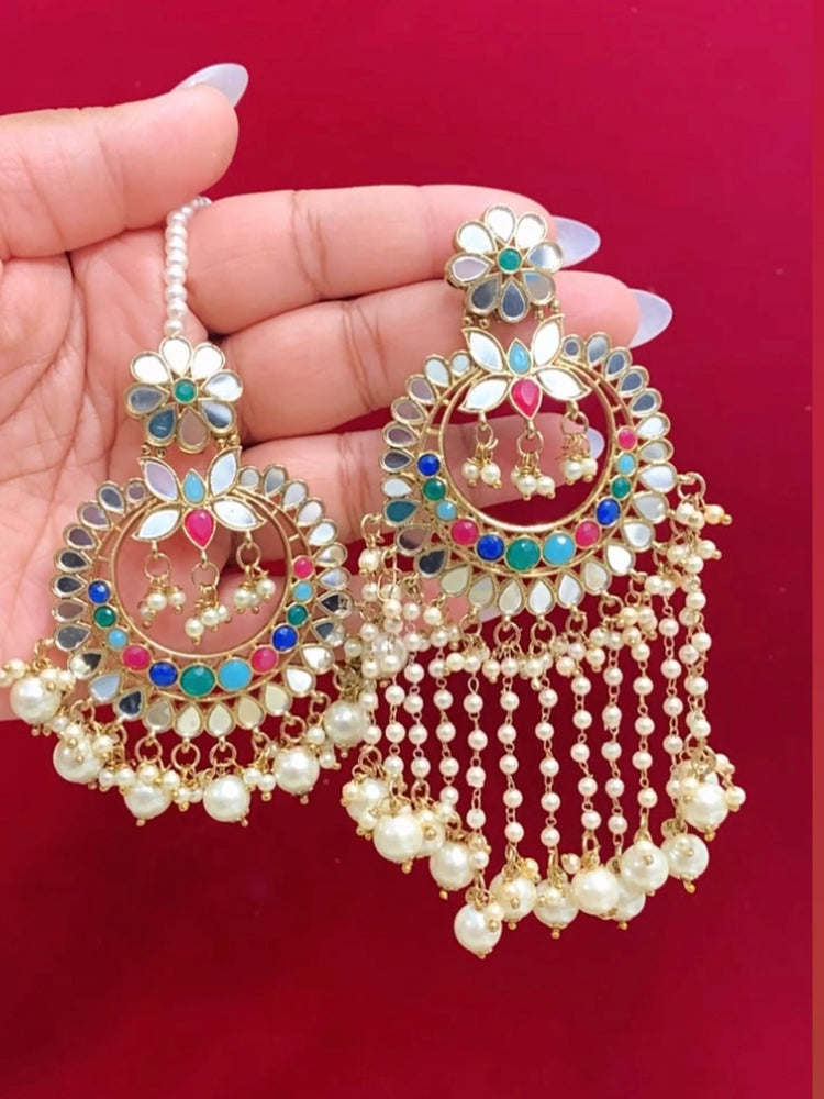 Mirror earring over size in multi