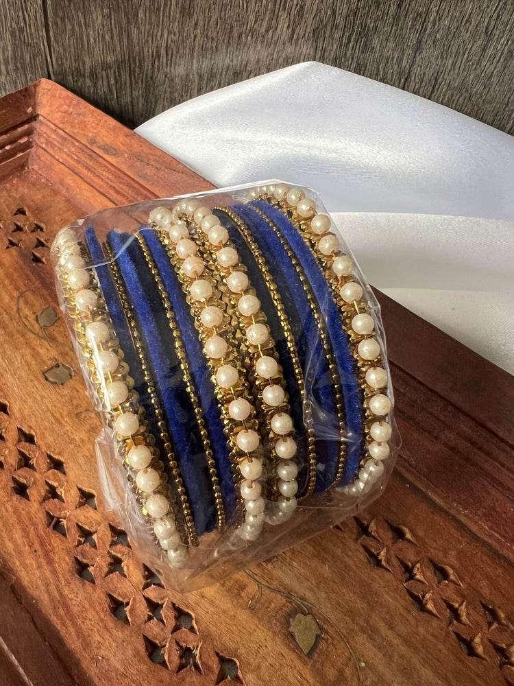 Suraj velvet bangle with pearl details