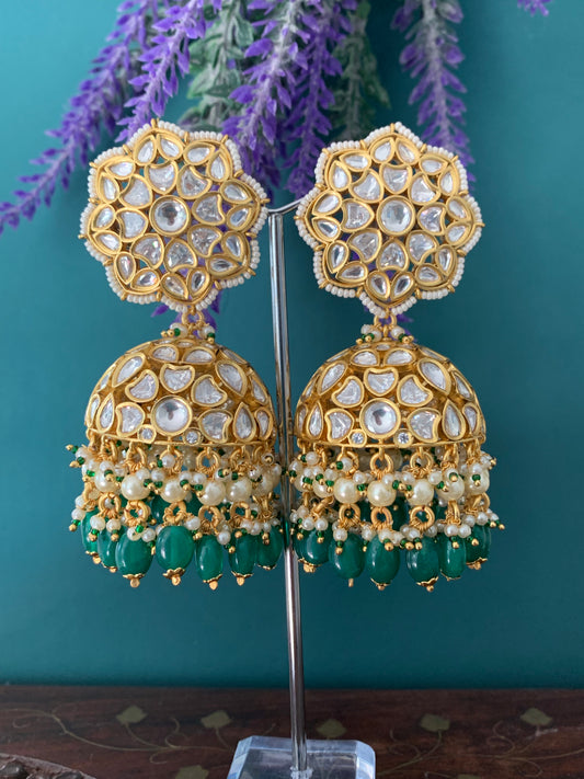 Veera tyanni jhumki in emerald green