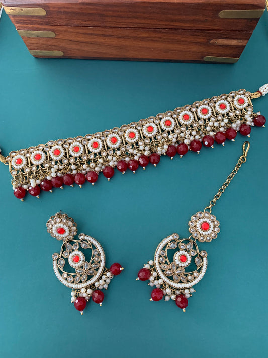 Hanna polki choker and chandbali