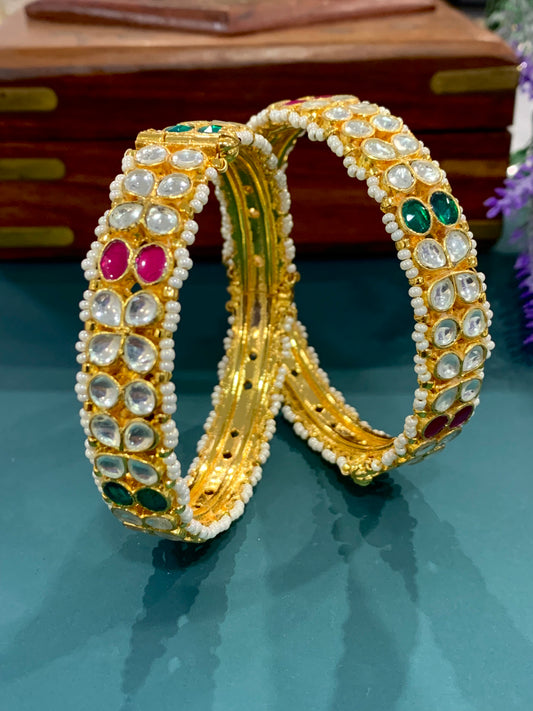 Gold plated pachi kundan bangle Amaya