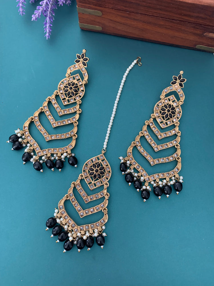 Medium to oversize polki earring tikka set