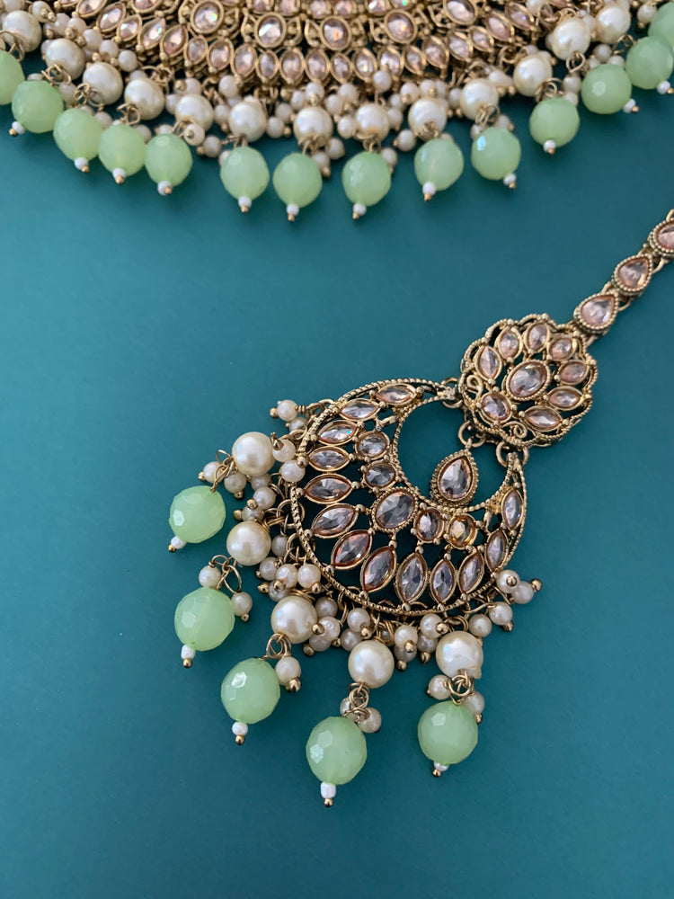 Khusboo polki necklace in Apple green