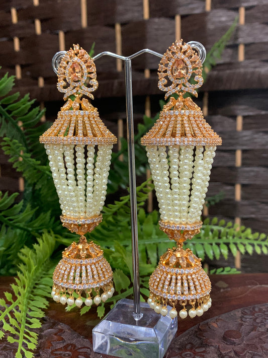 American diamond Gold earring with LCD stone