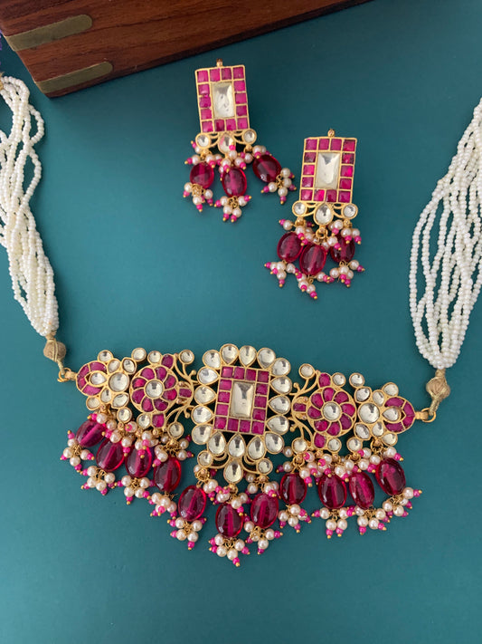 Moni pachi kundan choker