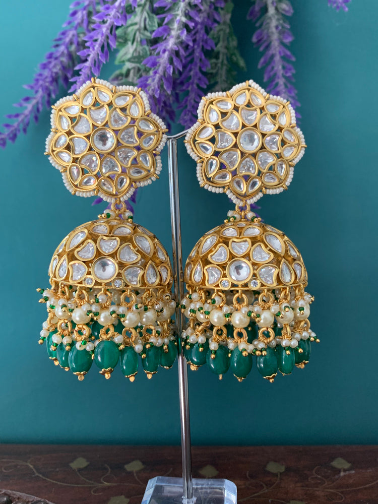 Veera tyanni jhumki in emerald green