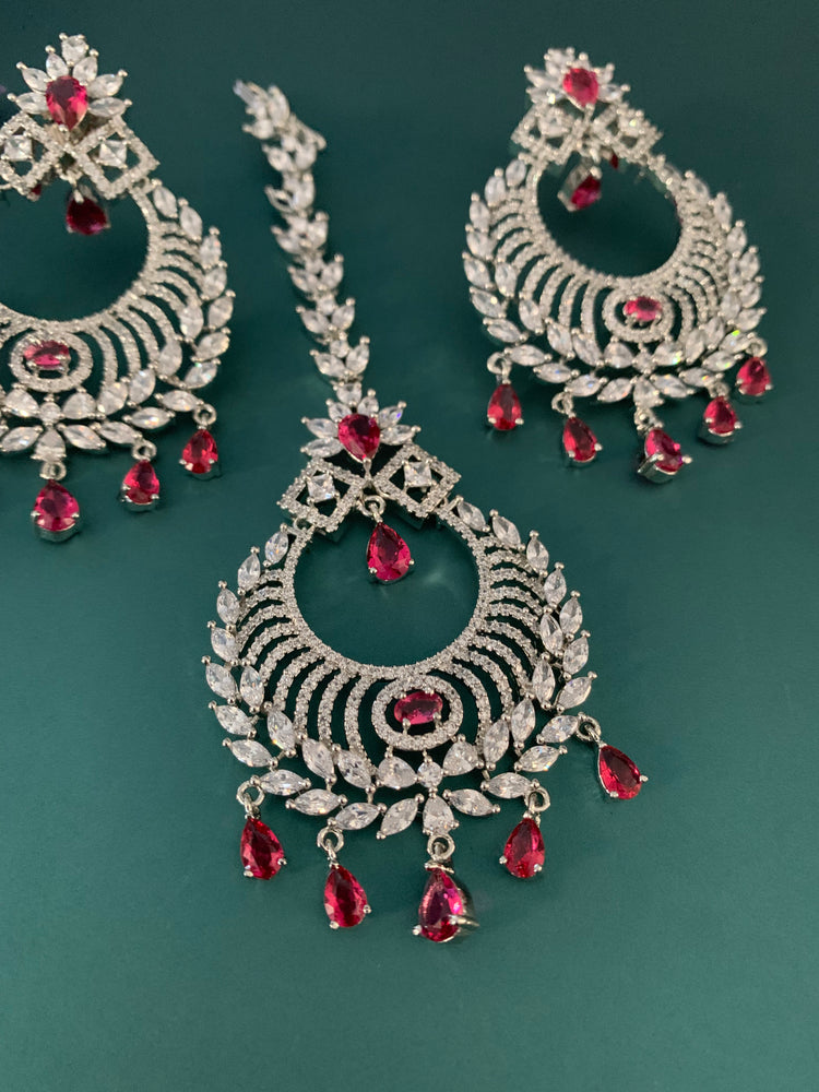 American diamond chandbali with Tikka