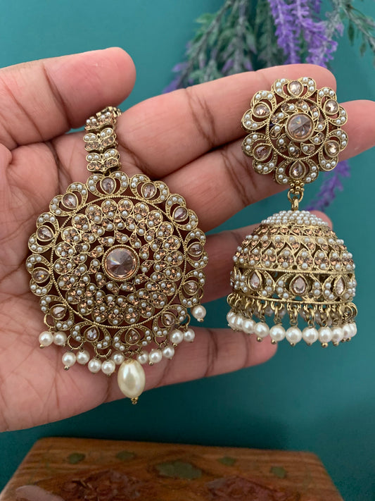 Priya jhumki earring and tikka antique