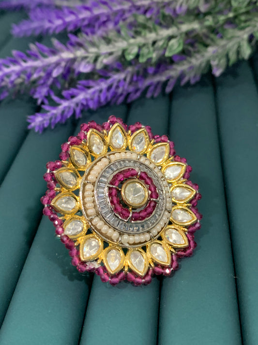 Tyanni kundan ring in ruby