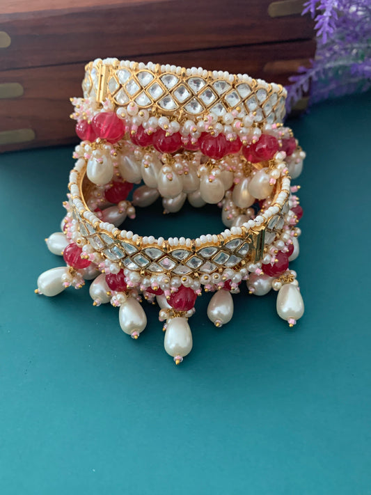 Pachi kundan bangle /bracelet ruby pumpkin drops JENNA