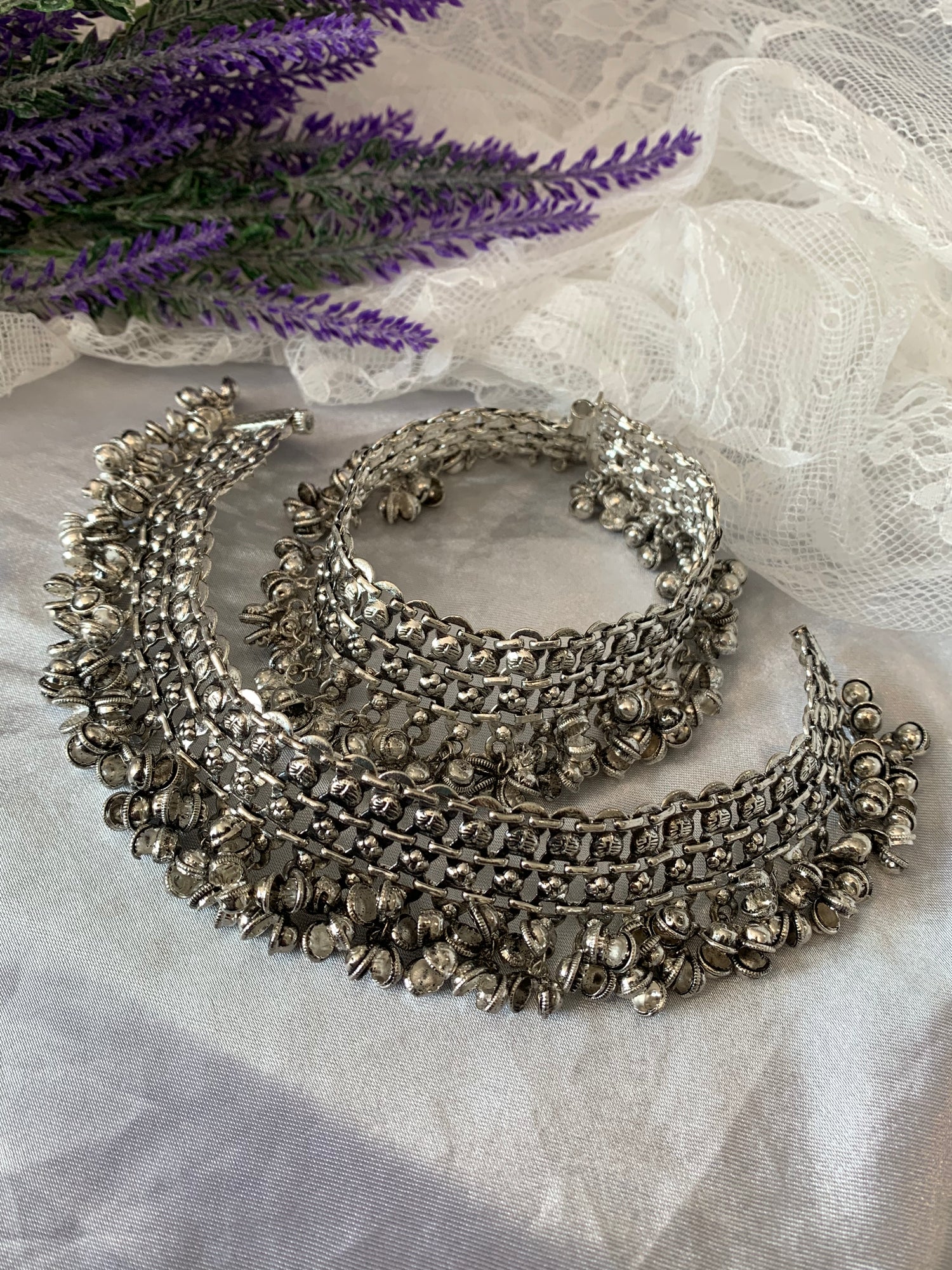 Antique silver payal deals
