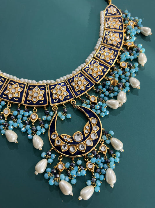 Pakistani Multani thappa necklace in blue