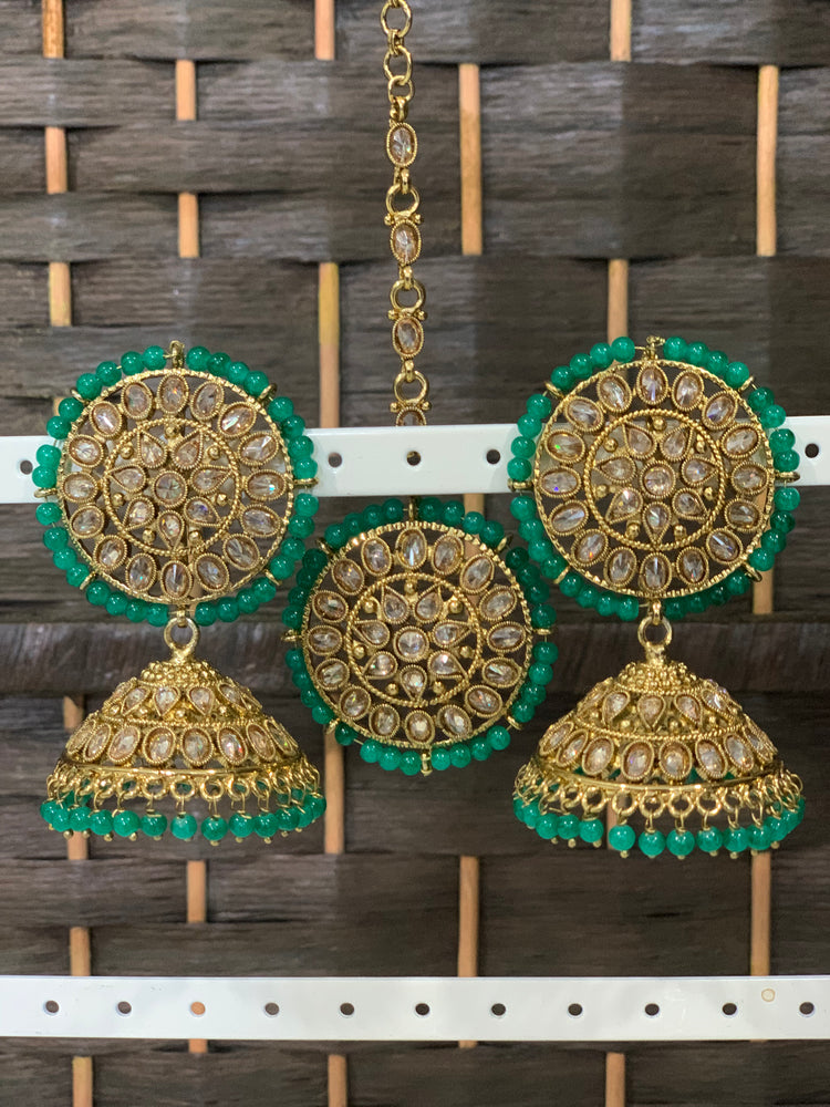 Polki medium jhumki with Tikka