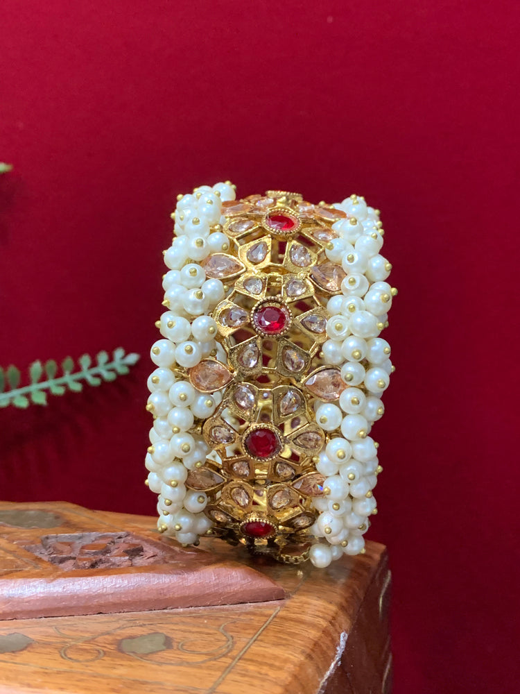 Original Pakistani bangle/ bracelet with pearl details and zircon stone