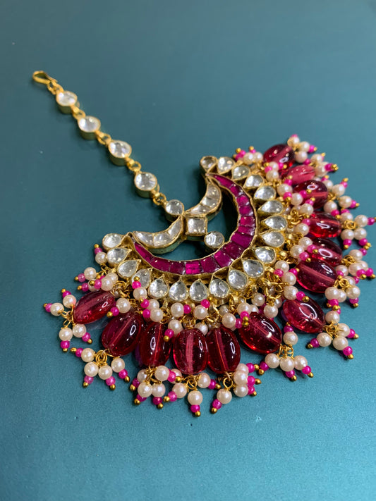 Kundan tikka magenta pink