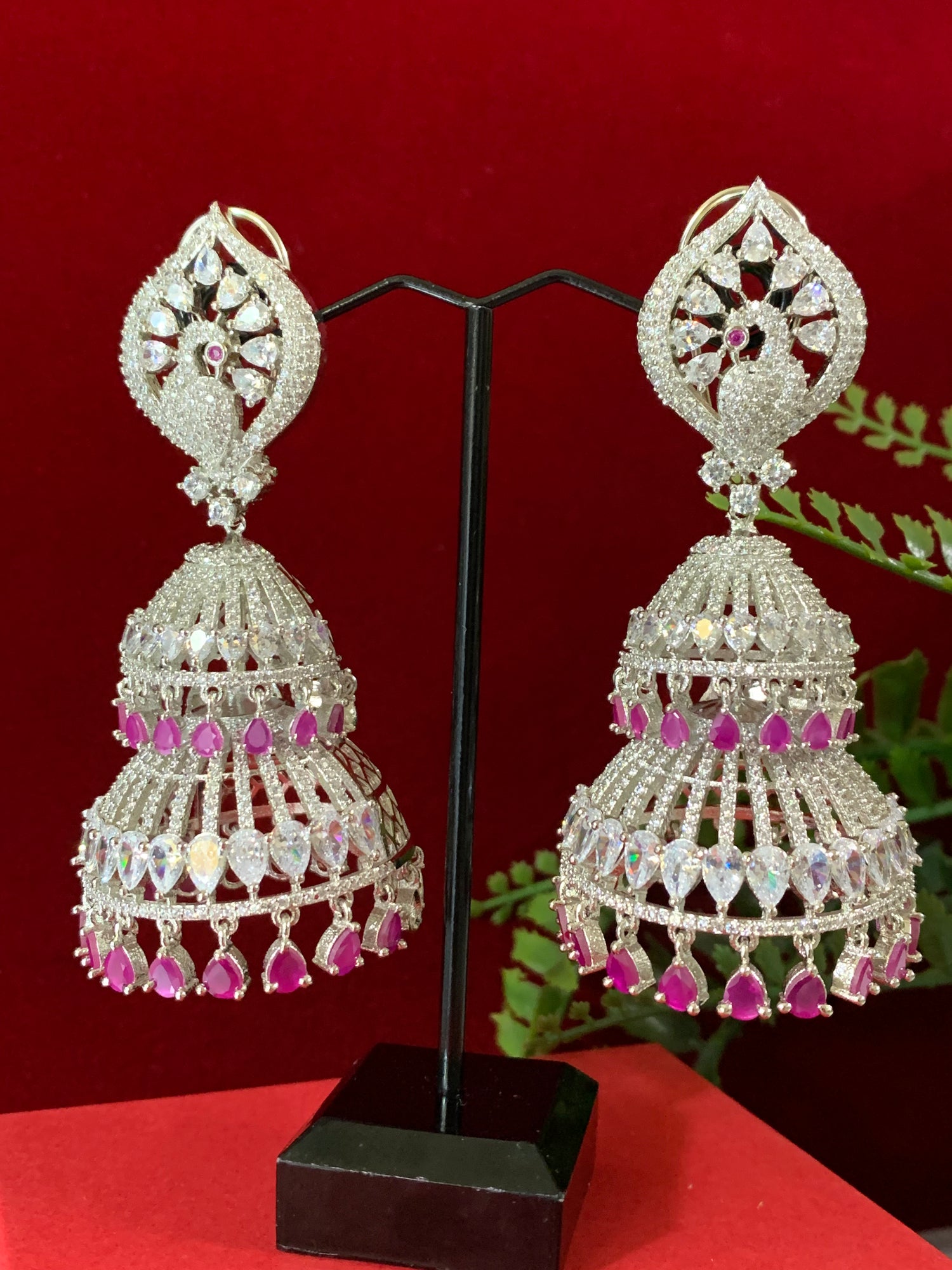American diamond earrings jhumka discount
