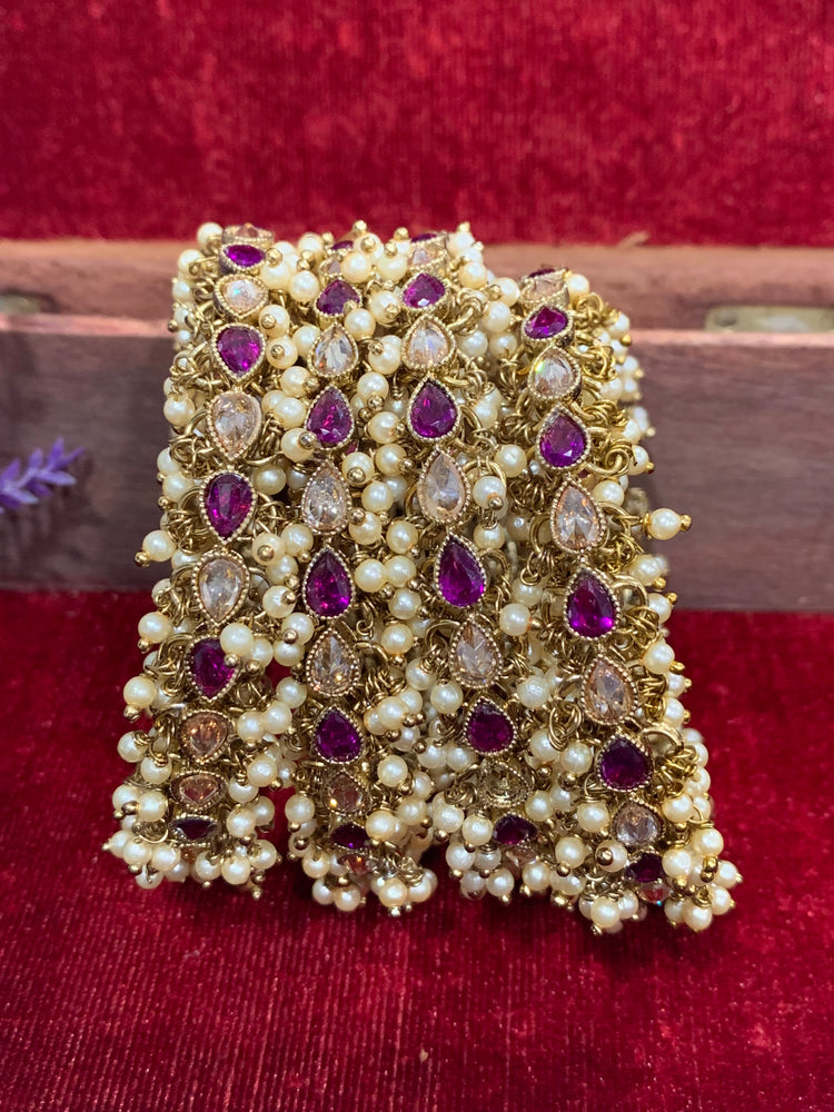 Polki purple bangle mannat with pearls