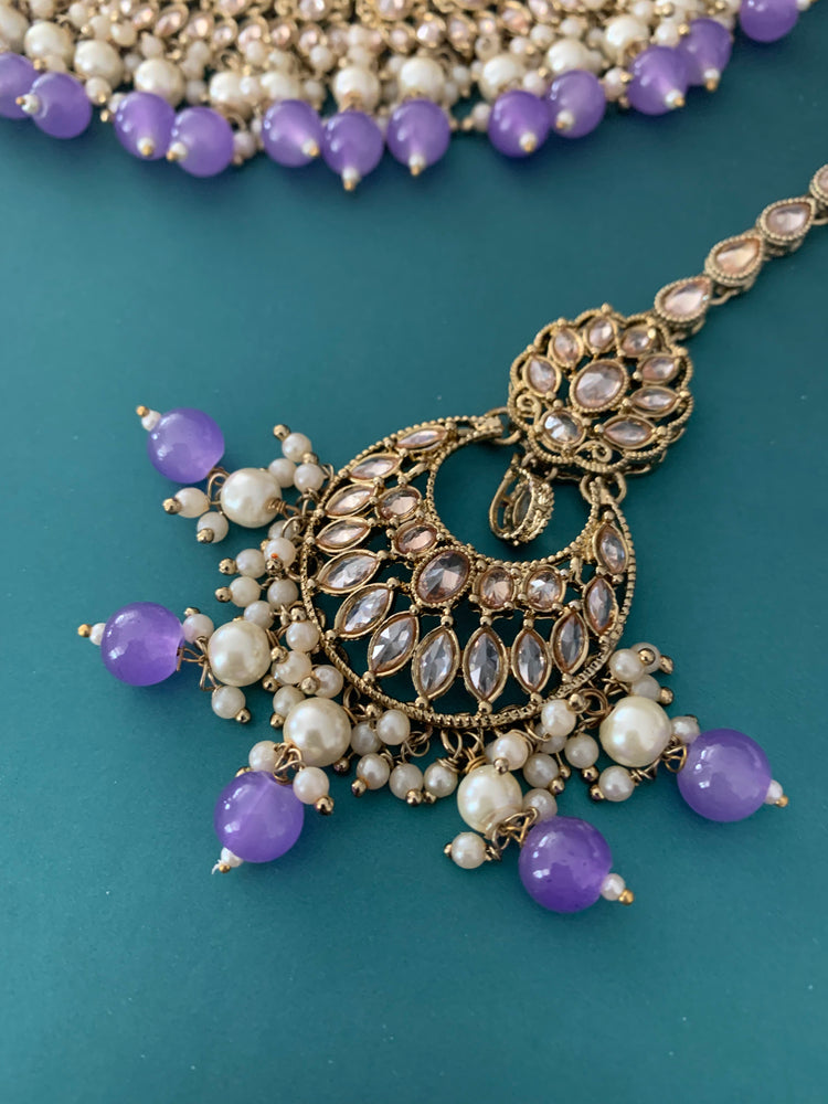 Khusboo polki necklace in lavender