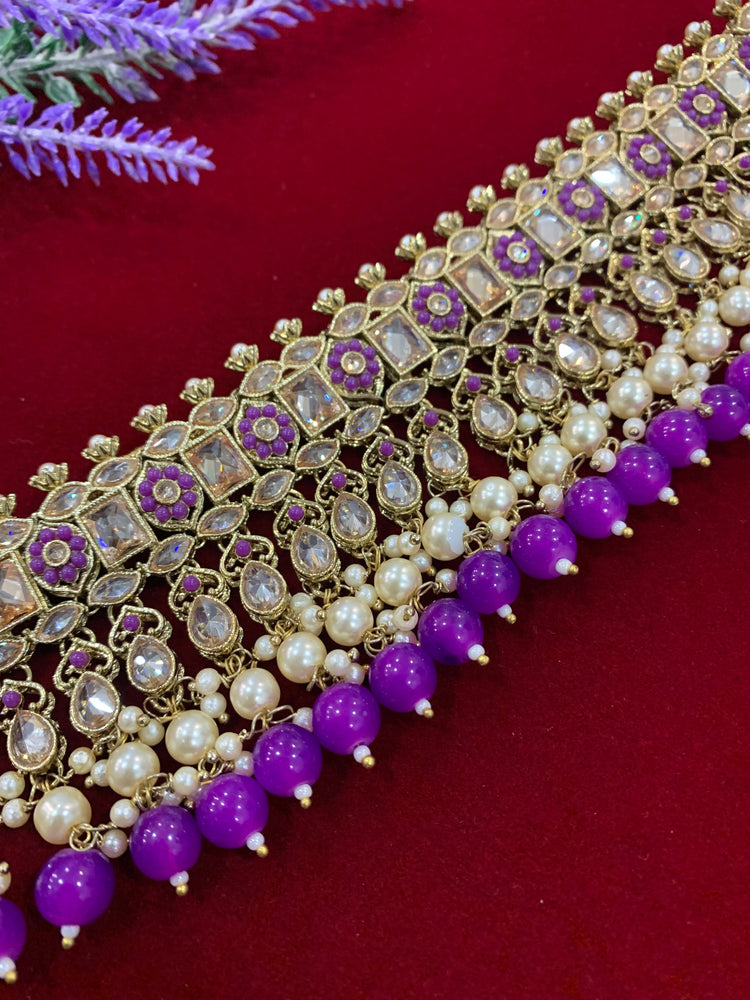 Reverse Polki choker necklace Lana in purple