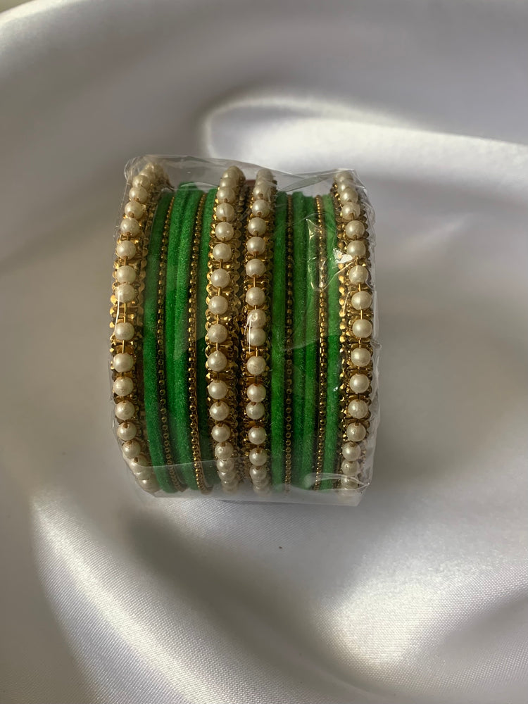 Suraj velvet bangle with pearl details