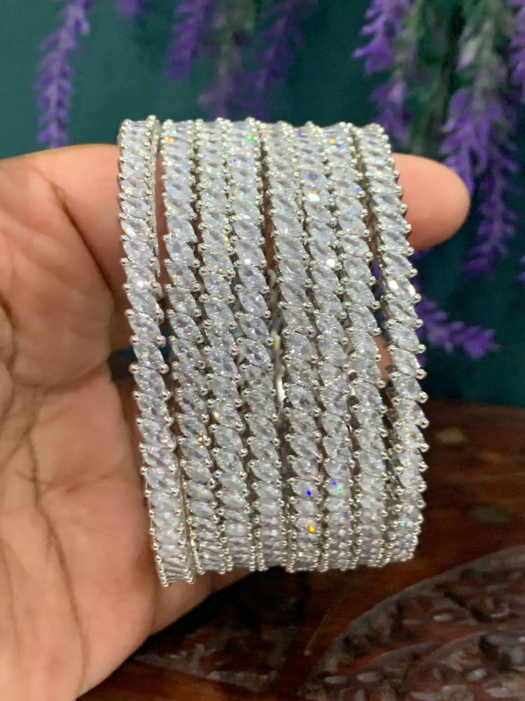 American diamond(AD) cubic zirconia bangles set of 4