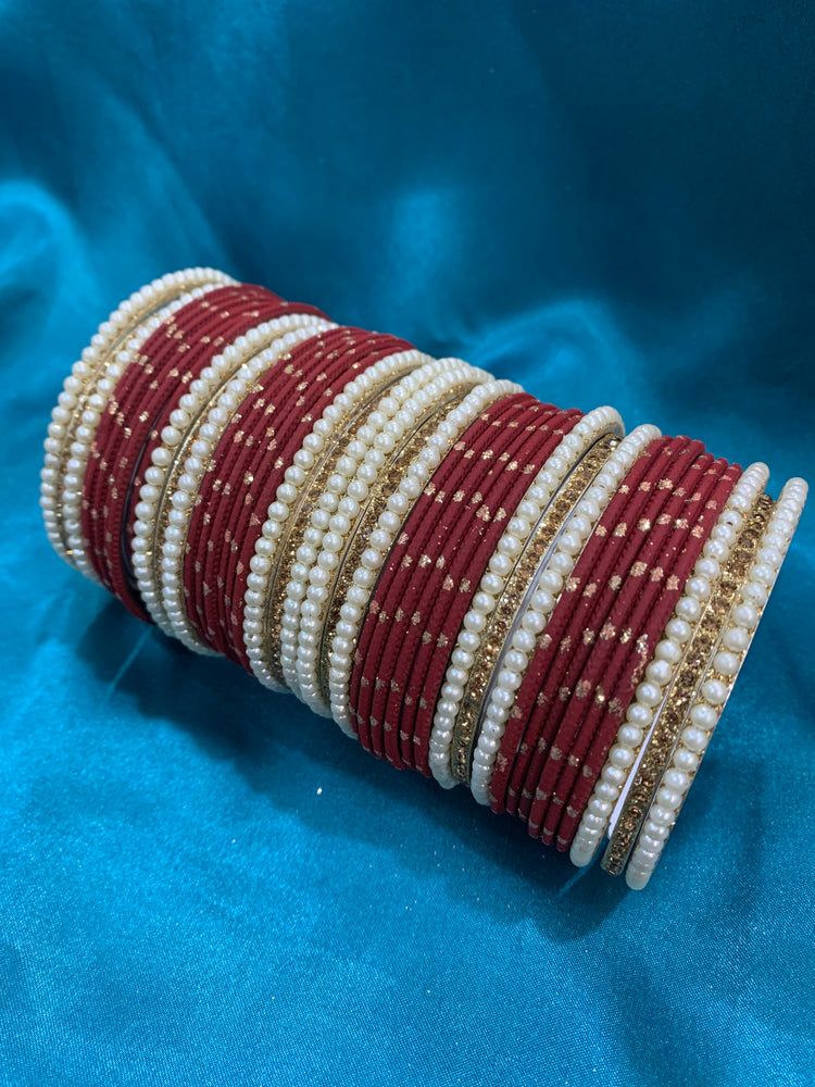 Maroon bangle set Gulnaz